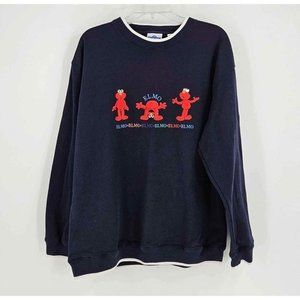 Vintage CTW Sesame Street Elmo Sweatshirt Adult Blue Pullover Embroidered Y2K XL